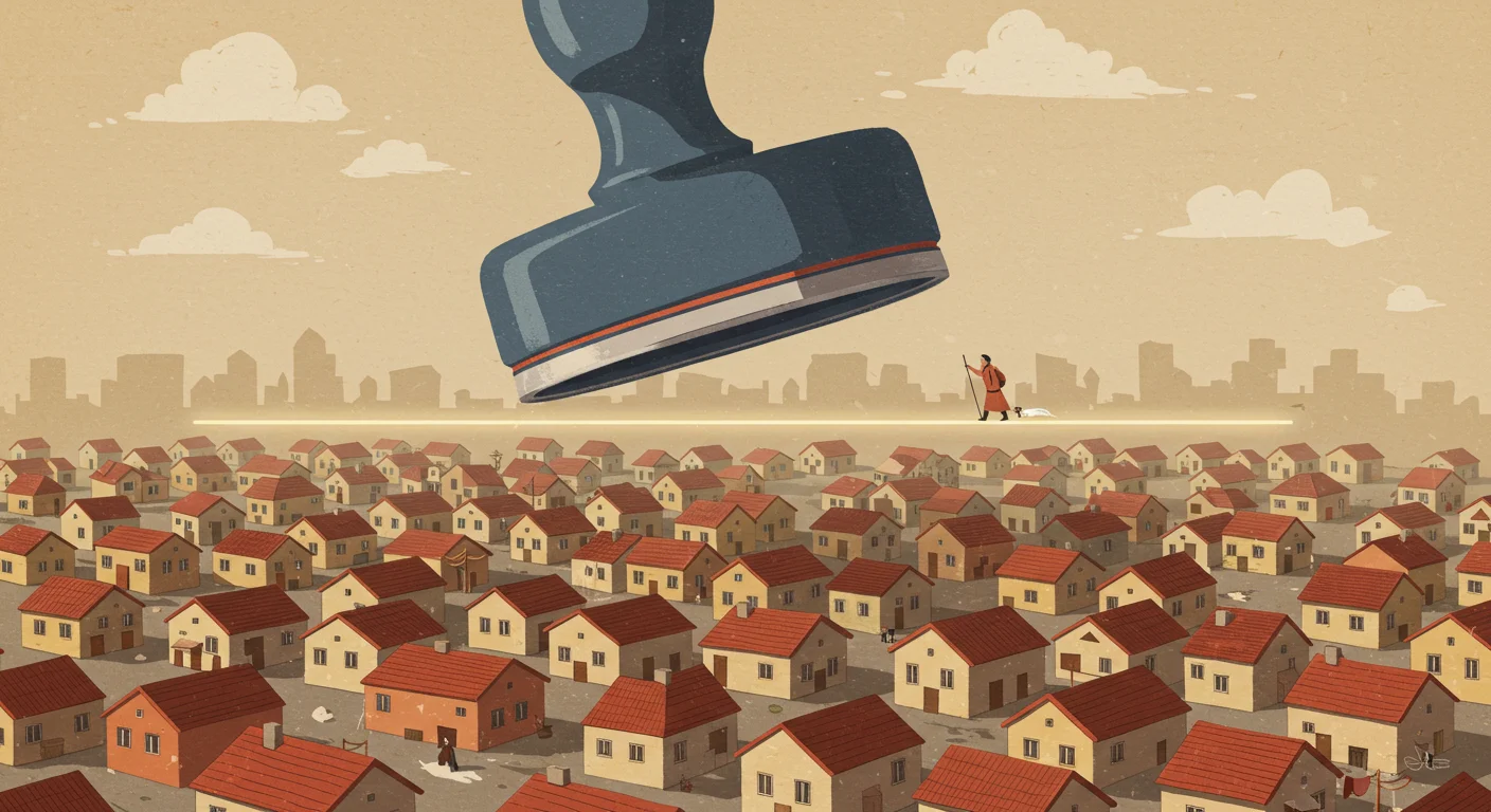 A government office stamping a price floor onto a property map