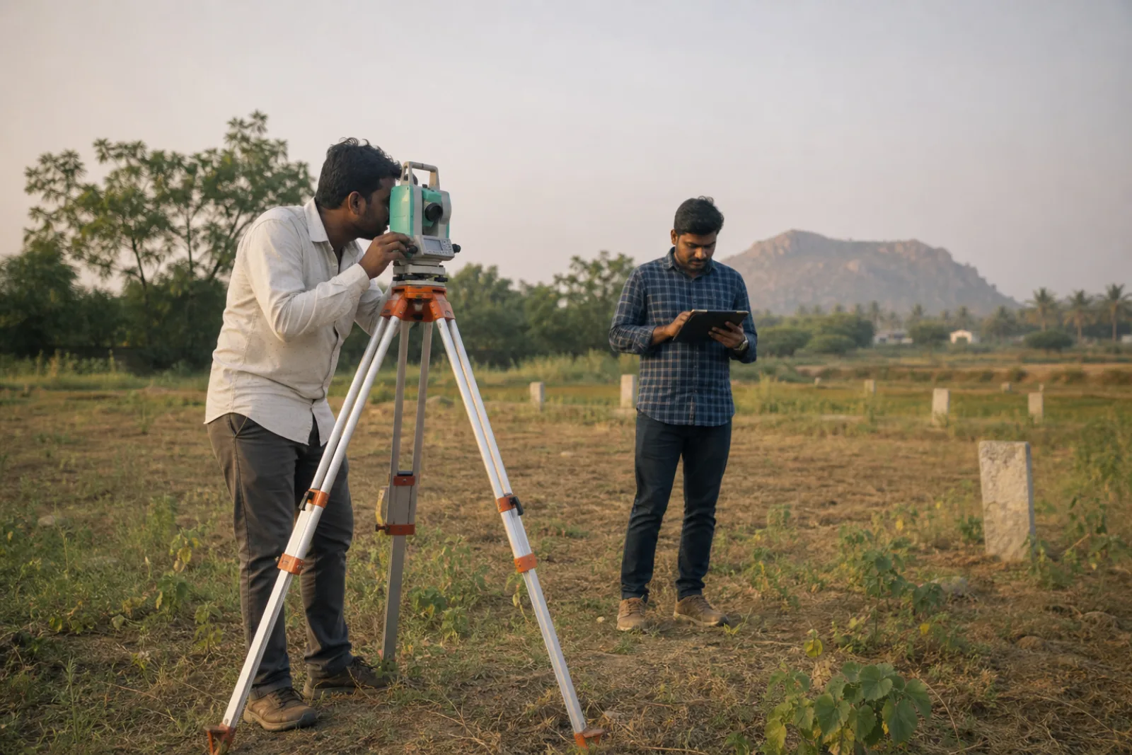 Survey professionals carrying out an on-ground boundary verification